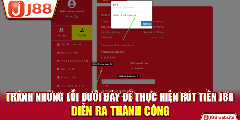 Tránh những lỗi dưới đây để thực hiện rút tiền J88 diễn ra thành công